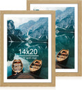 14x20 Picture Frame Set of 2 - Natural Oak Wood Style, Versatile Wall