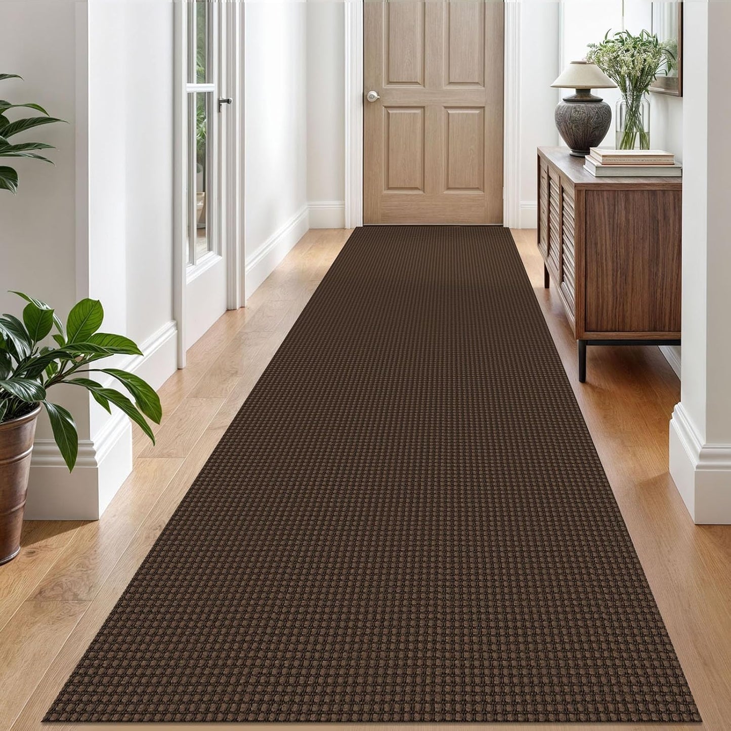 Woven Runner Rug 3x10 Ft Non Slip Rubber Backed for Hallways