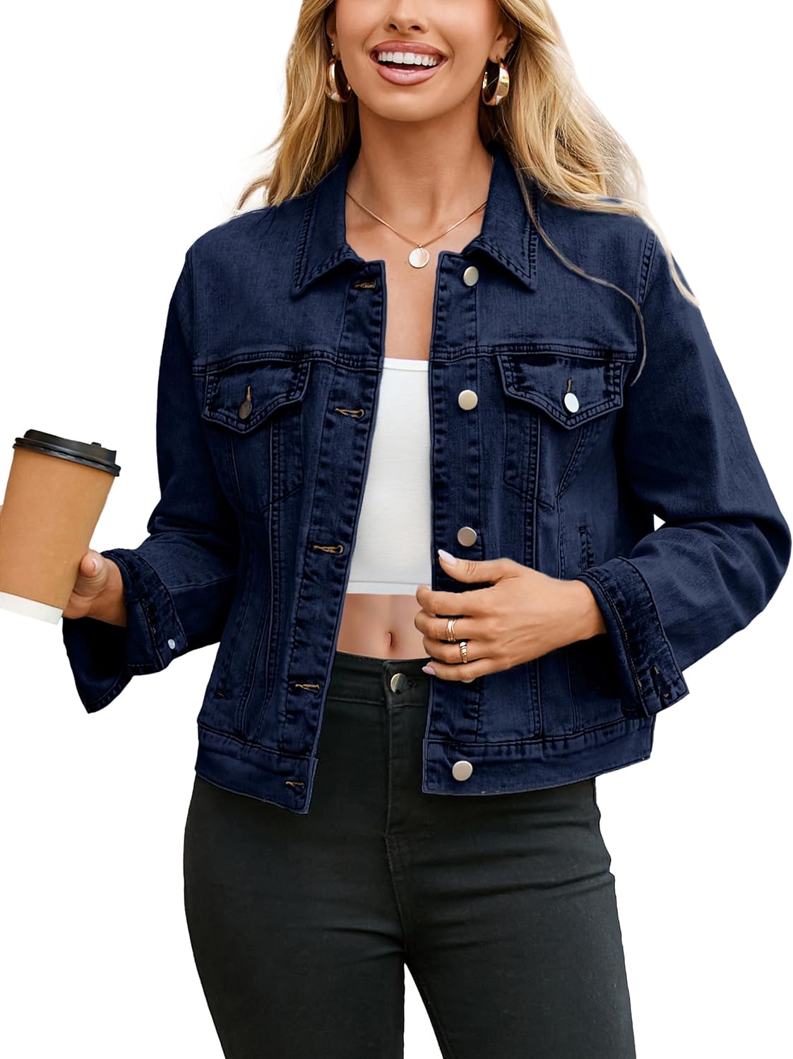 Trendy Long Sleeve Denim Jacket for Women - Glamaker Style