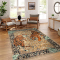 Moynesa Tiger 5x7 Area Rug - Washable Vintage Boho Carpet