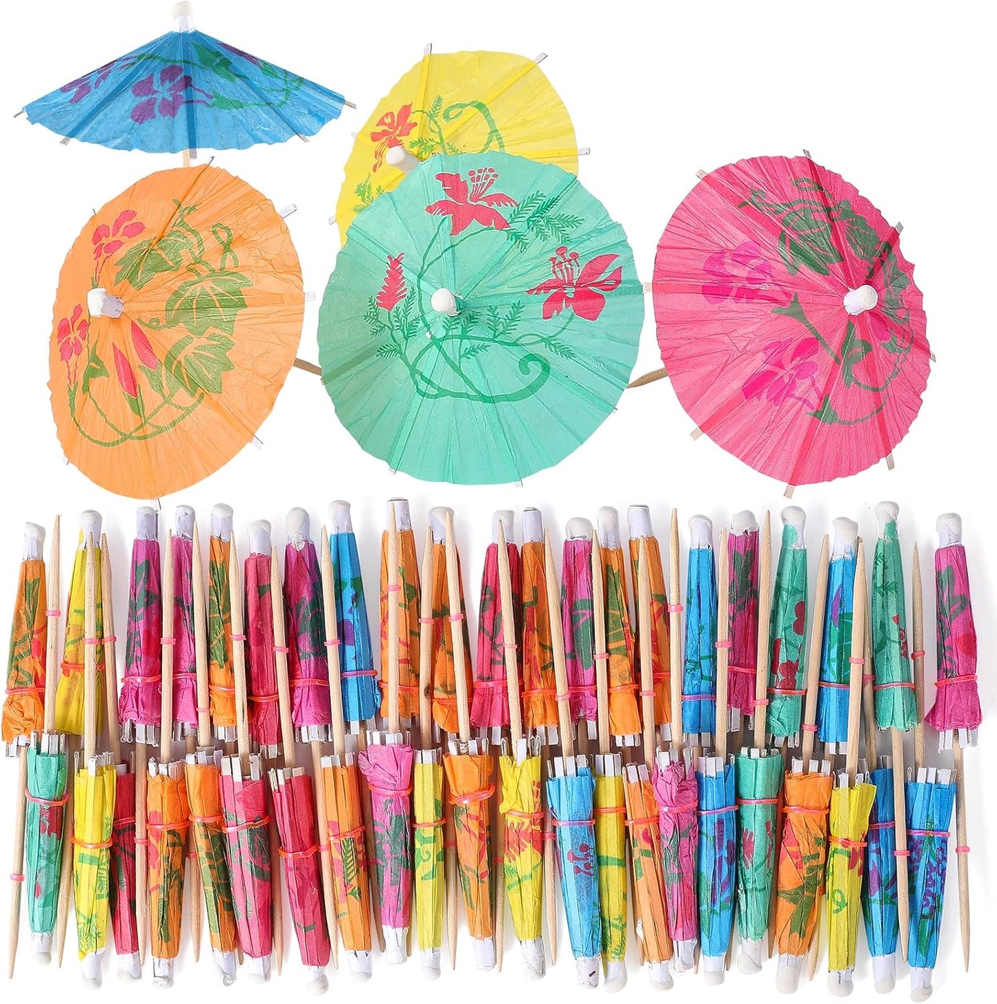 Colorful Luau Drink Umbrella Picks - 200 Pcs