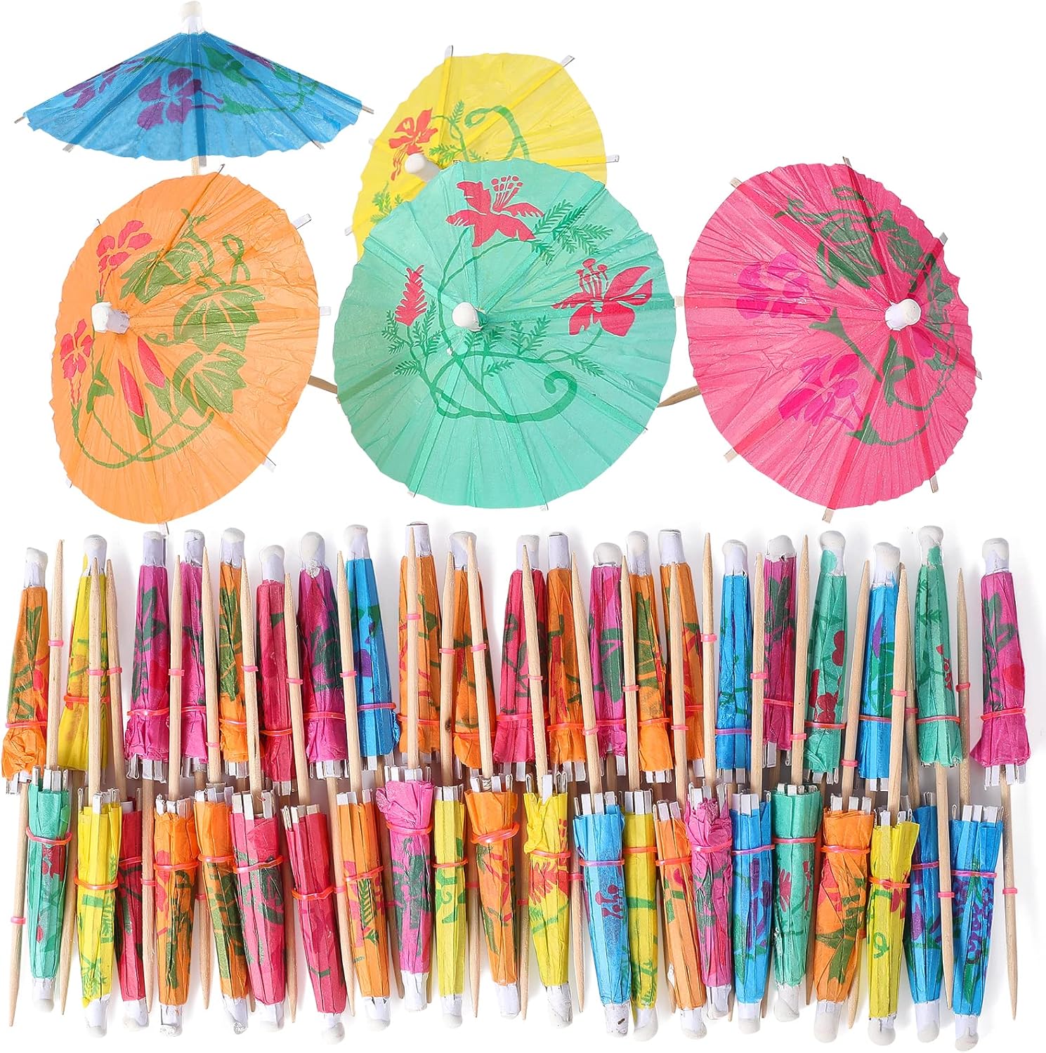 Colorful Luau Drink Umbrella Picks - 200 Pcs