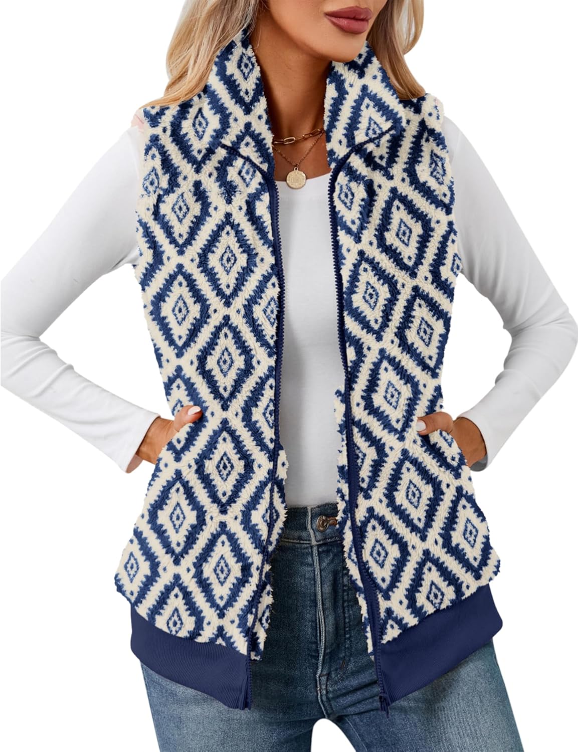 LOMON Womens Fuzzy Fleece Vest for Cozy Fall and Winter Wear