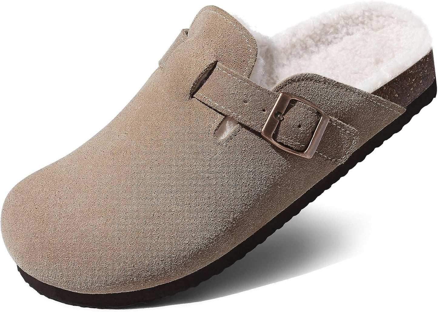 Fuzzy Suede Clogs with Fur Lining for Cozy Winter Comfort