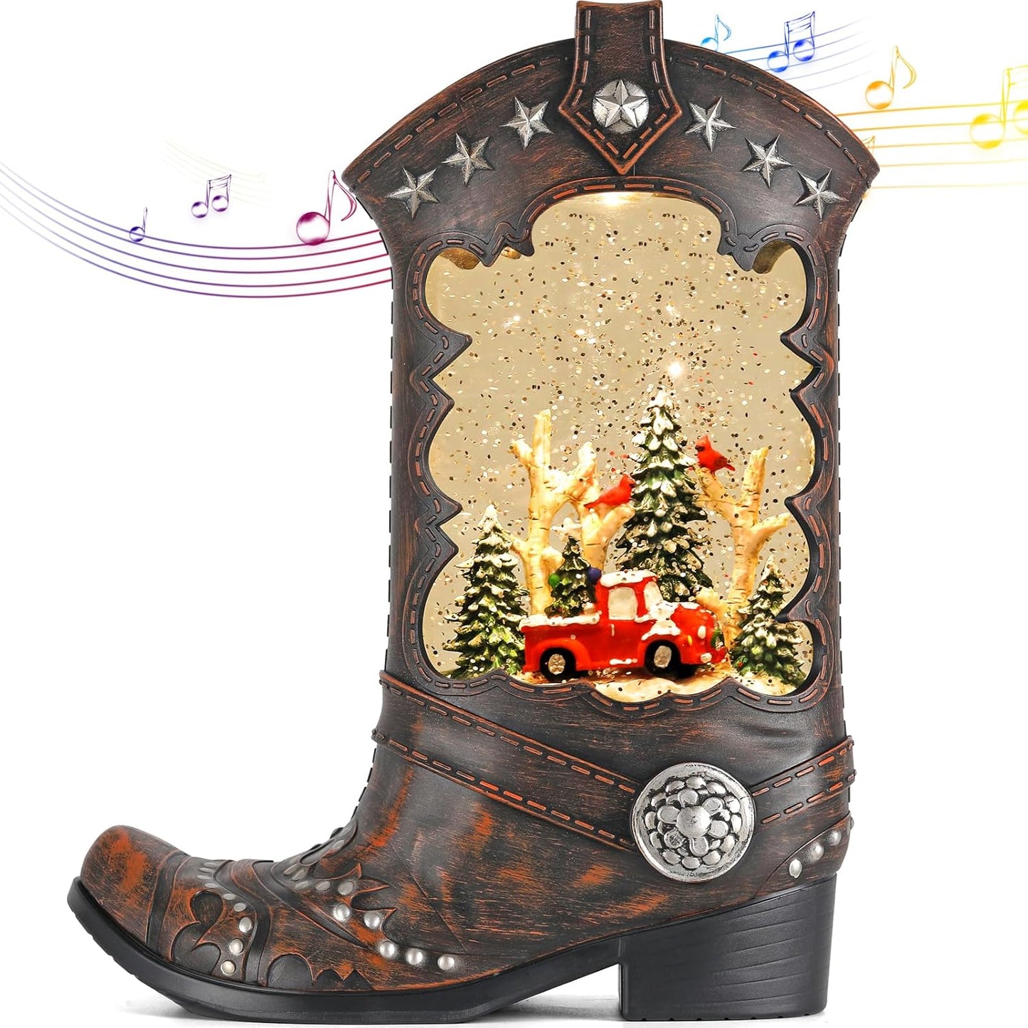 Christmas Snow Globes with Cowboy Boots and Truck Scene