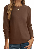 Dokotoo Womens Crewneck Knit Button Pullover Sweater - Lightweight