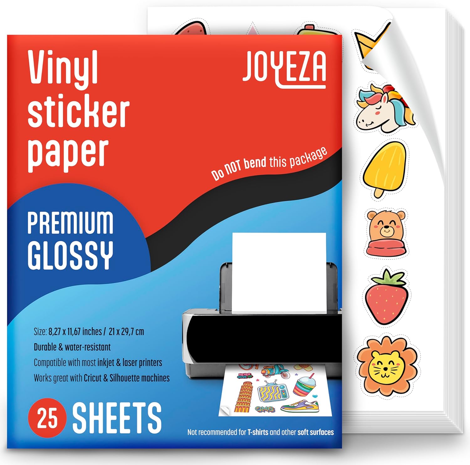 JOYEZA Premium Waterproof Vinyl Sticker Paper - Vivid Colors, Rapid Drying
