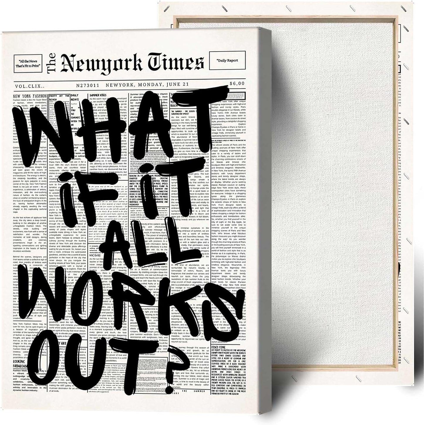 Retro Black And White Newspaper Poster Canvas Wall Art Decor