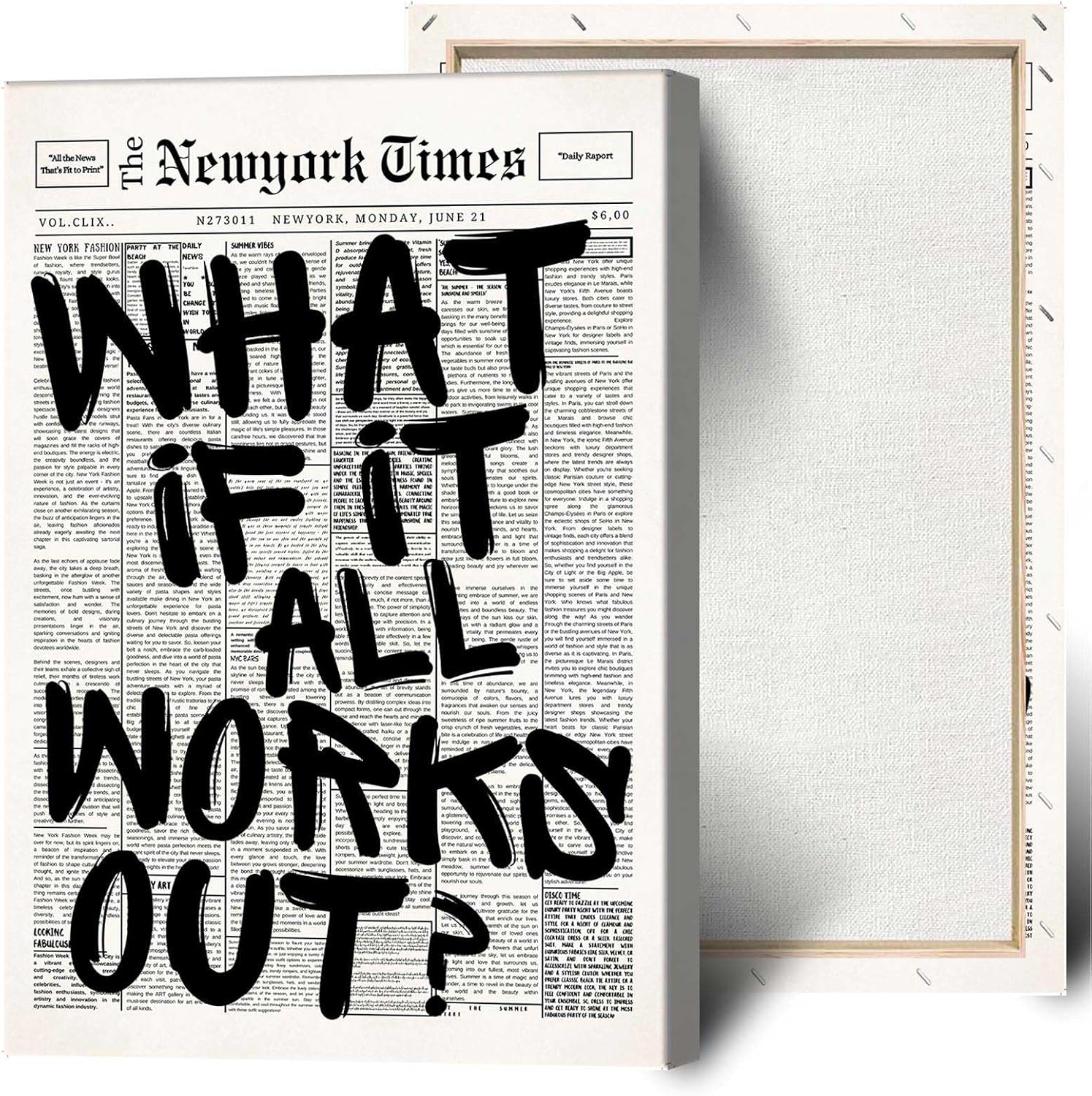 Retro Black And White Newspaper Poster Canvas Wall Art Decor