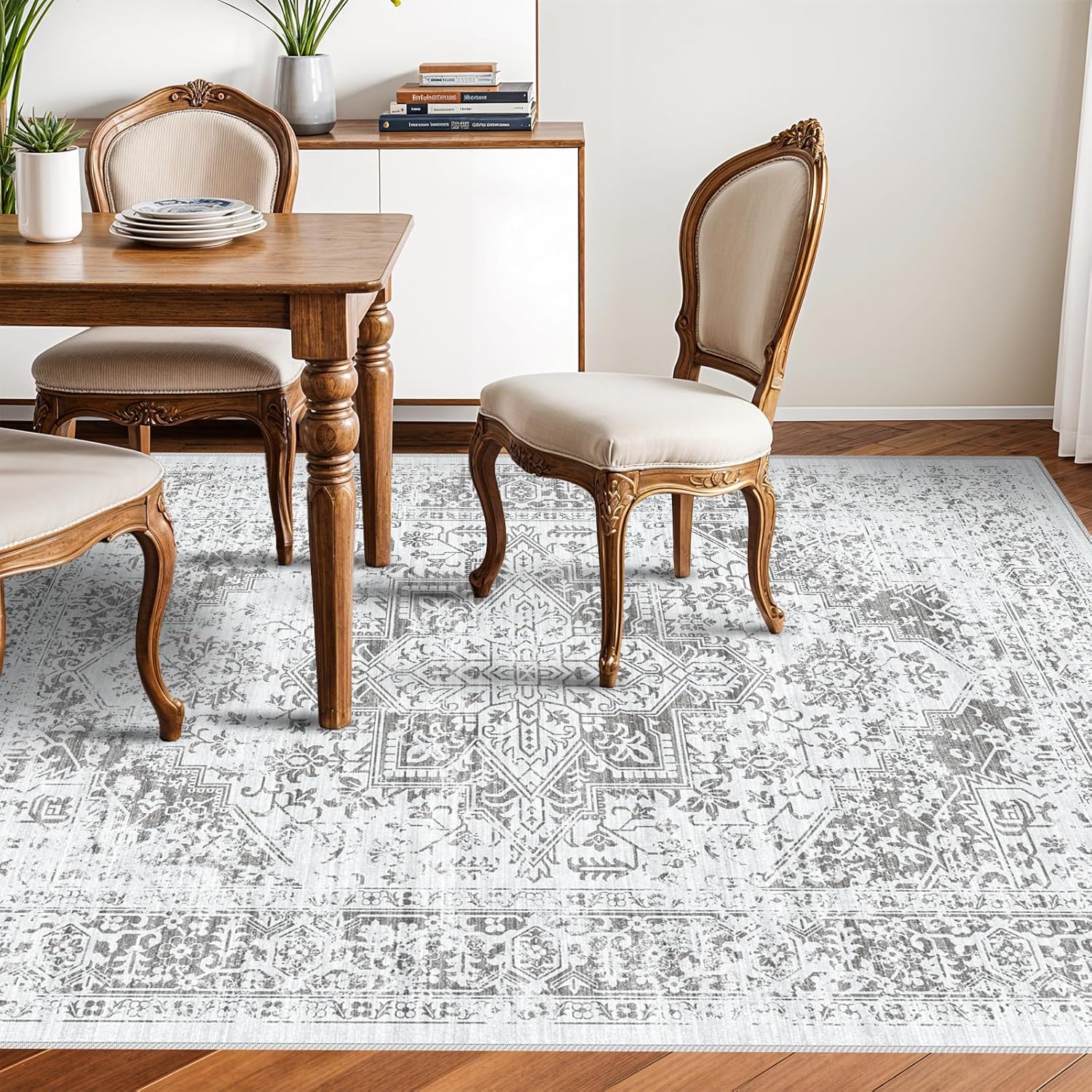 Distressed Washable 8x10 Area Rugs for Living Room and Bedroom