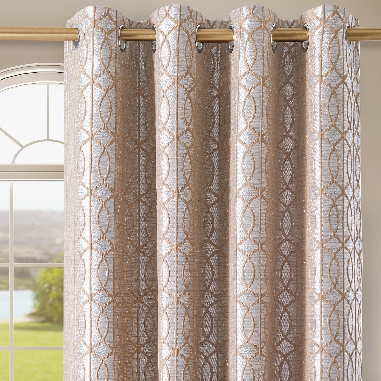 Light Khaki and Silvery Blackout Curtains for Modern Living