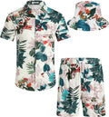 Men's Flower Hawaiian Shirt and Shorts Set - Lightweight Beach
