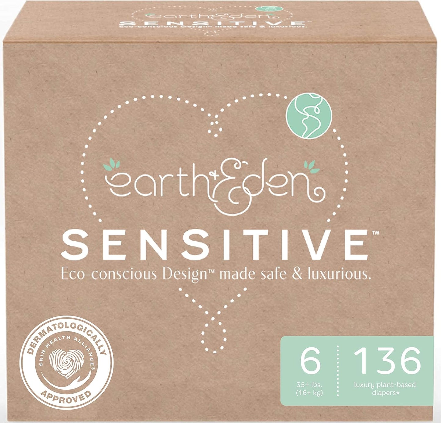 Earth & Eden Sensitive Eco-Conscious Hypoallergenic Diapers Size 6
