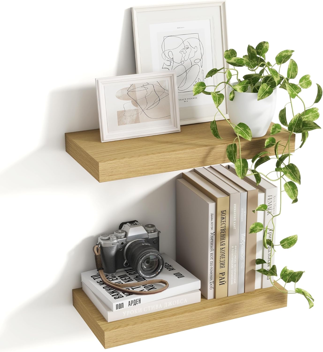 16 Inch Floating Shelves with Invisible Brackets for Home Decor