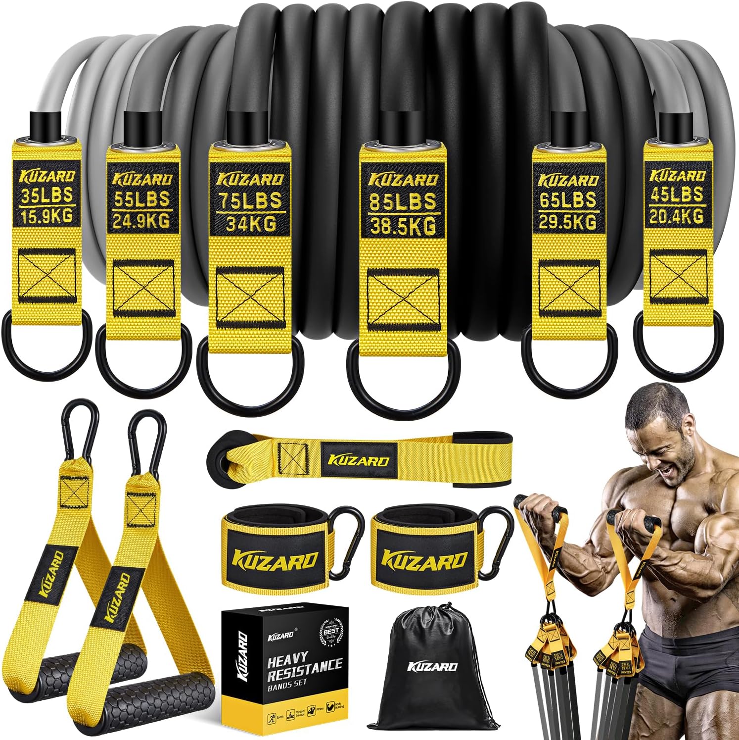 Resistance Bands for Working Out - 360lbs Heavy Duty Set