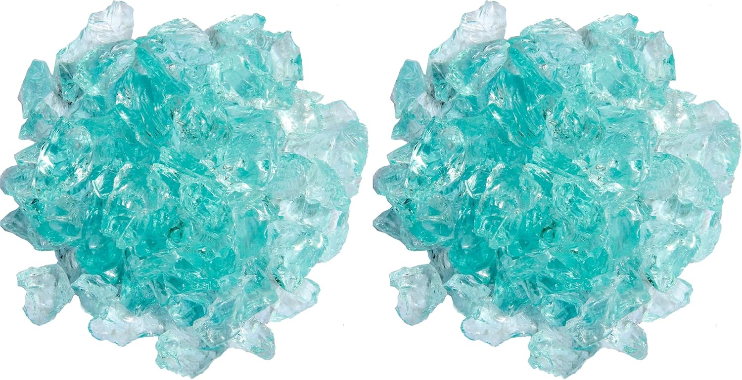 Hiland RGLASS-AQ Pit Fire Glass in Aqua for Propane or Natural Gas