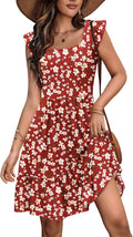 Zeagoo Womens Summer Dress Ruffle Tiered Floral Square Neck Women's