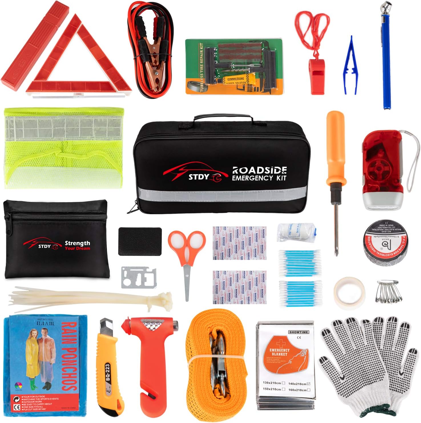 STDY Car Roadside Emergency Kit for Vehicle Safety Assistance