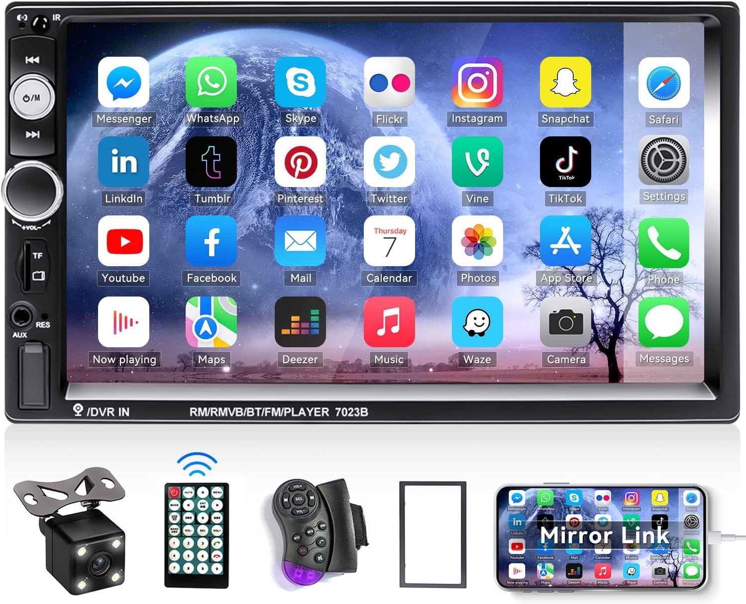 Bluetooth Car Stereo + Mini Backup Camera Set | Phone Sync