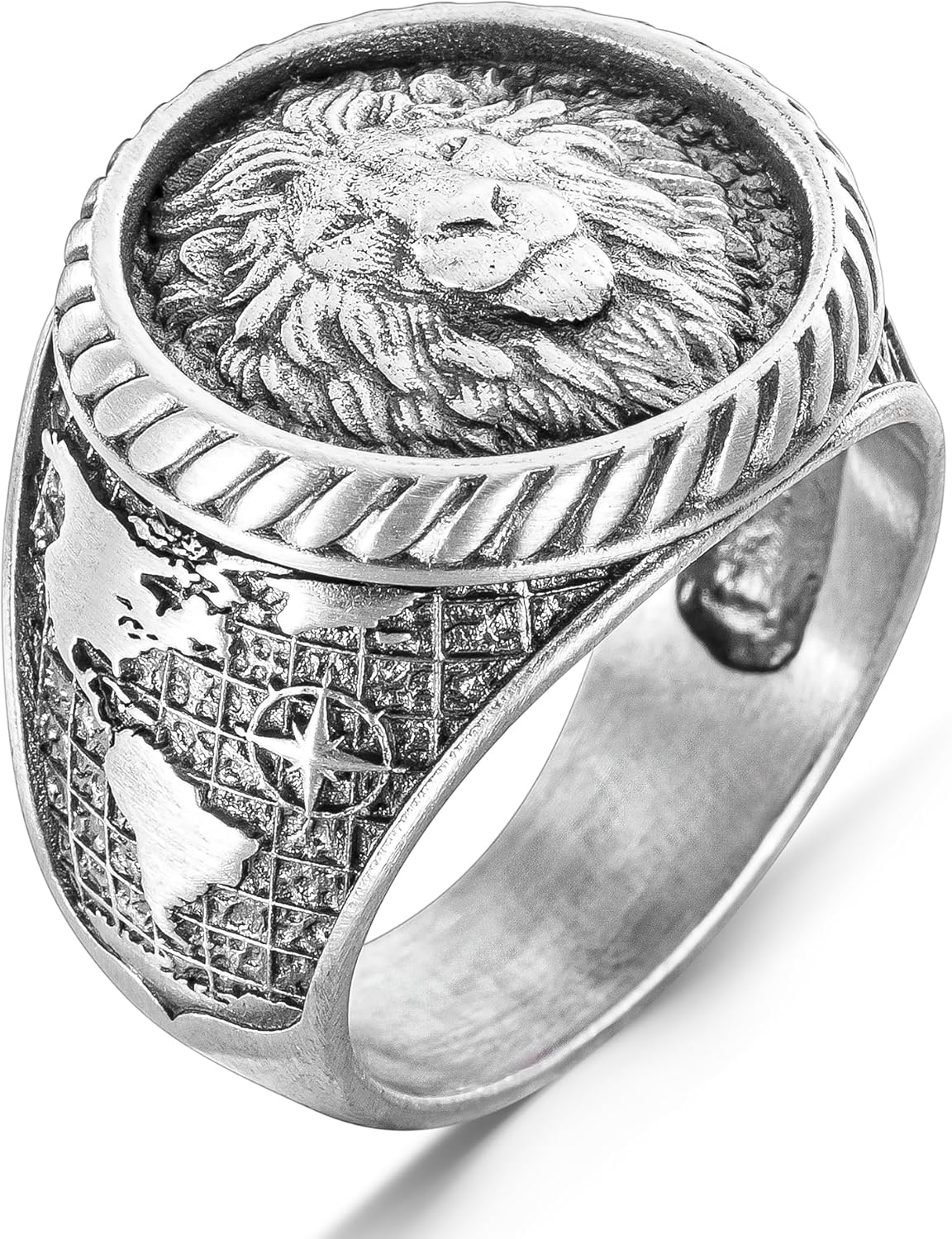 Handmade Sterling Silver Lion Signet Ring for Men - Unique Gift