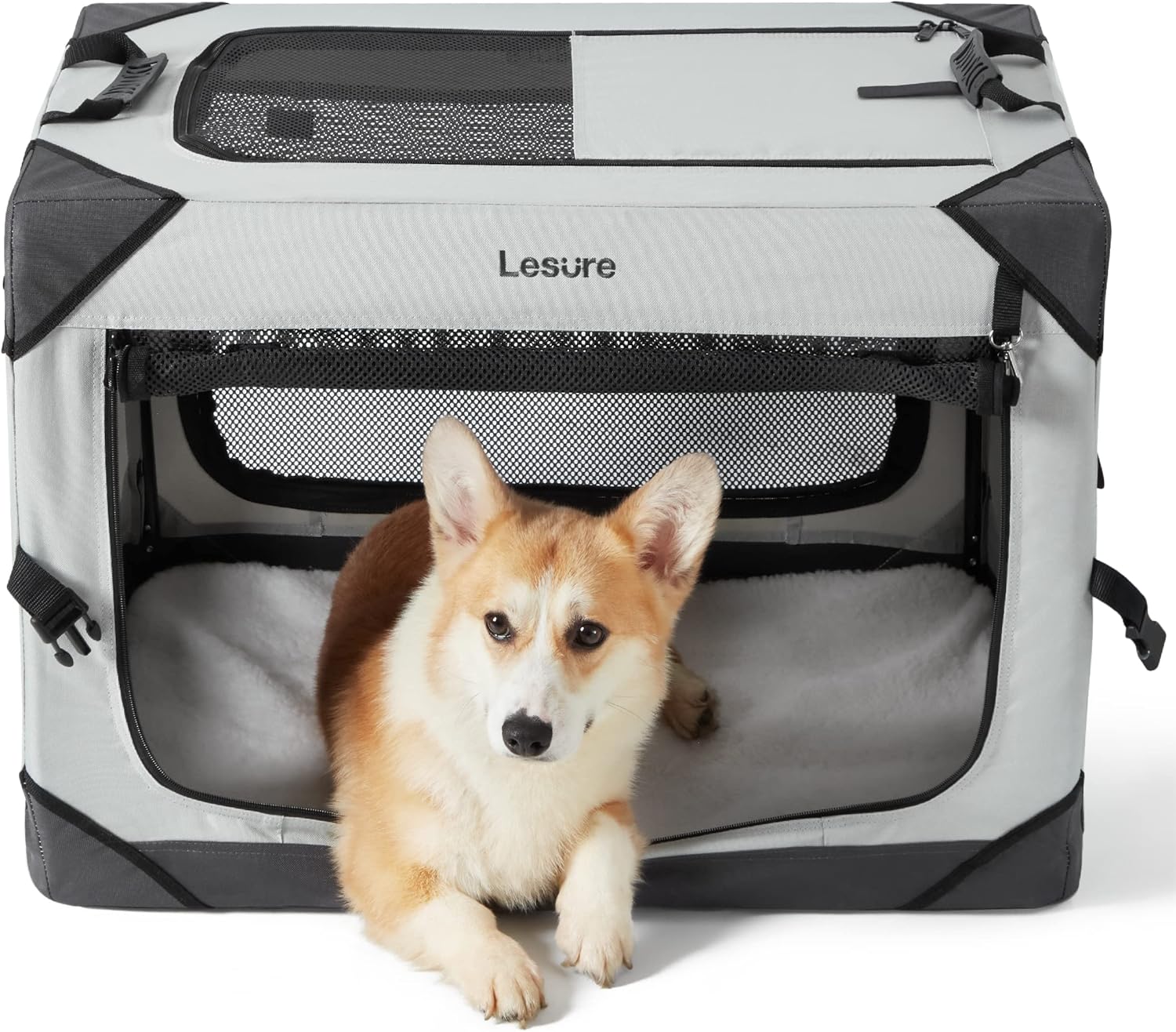 Lesure Collapsible Dog Crate - Portable Travel Kennel for Medium Dogs