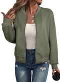 Womens Lightweight Bomber Jacket with Stand Collar - Casual Fall Coat