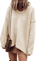 Oversized Scoop V Neck Batwing Sweater - Casual 2025 Fall Pullover
