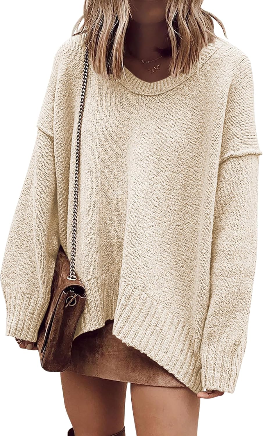 Oversized Casual Loose Slouchy V Neck Batwing Sweater for Women