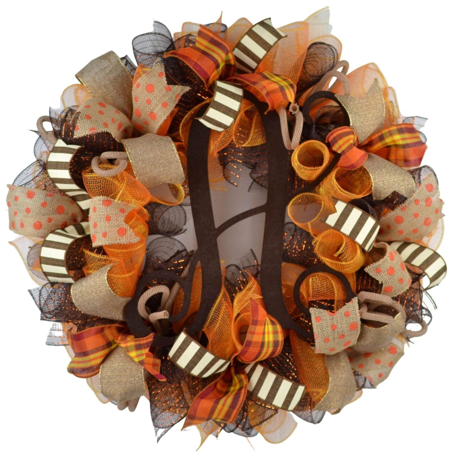 Fall Wreaths for Front Door: Burlap Deco Mesh Thanksgiving Decor