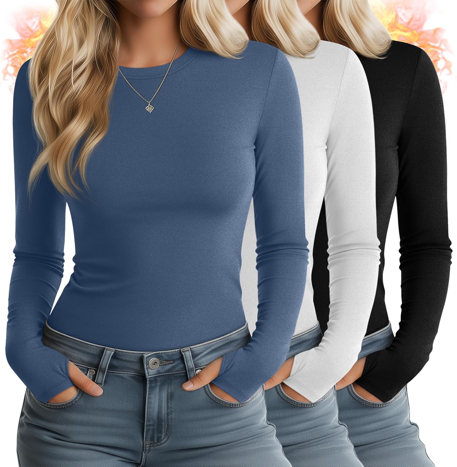 Huukeay Women's Thermal Shirts with Thumb Holes for Comfort