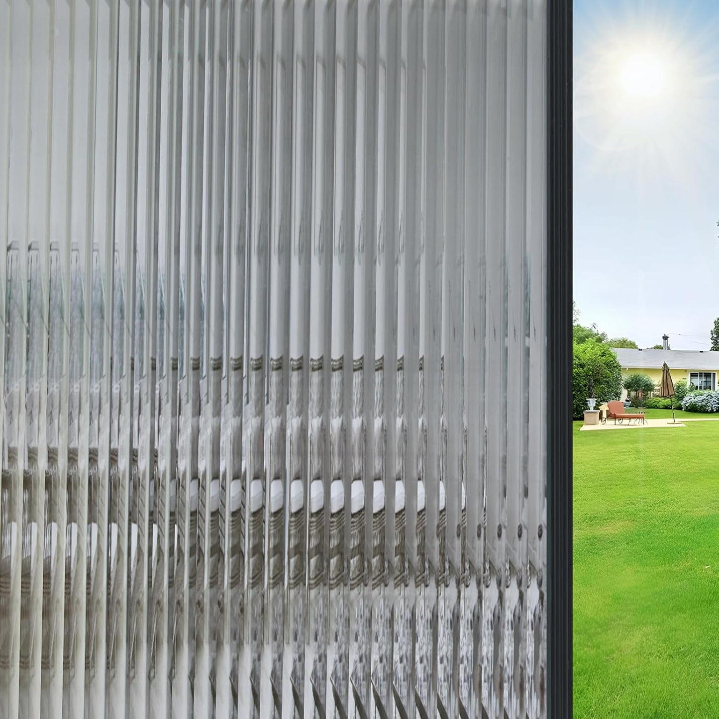 Window Privacy Film for Frosted Reeded Glass Effect and UV Block