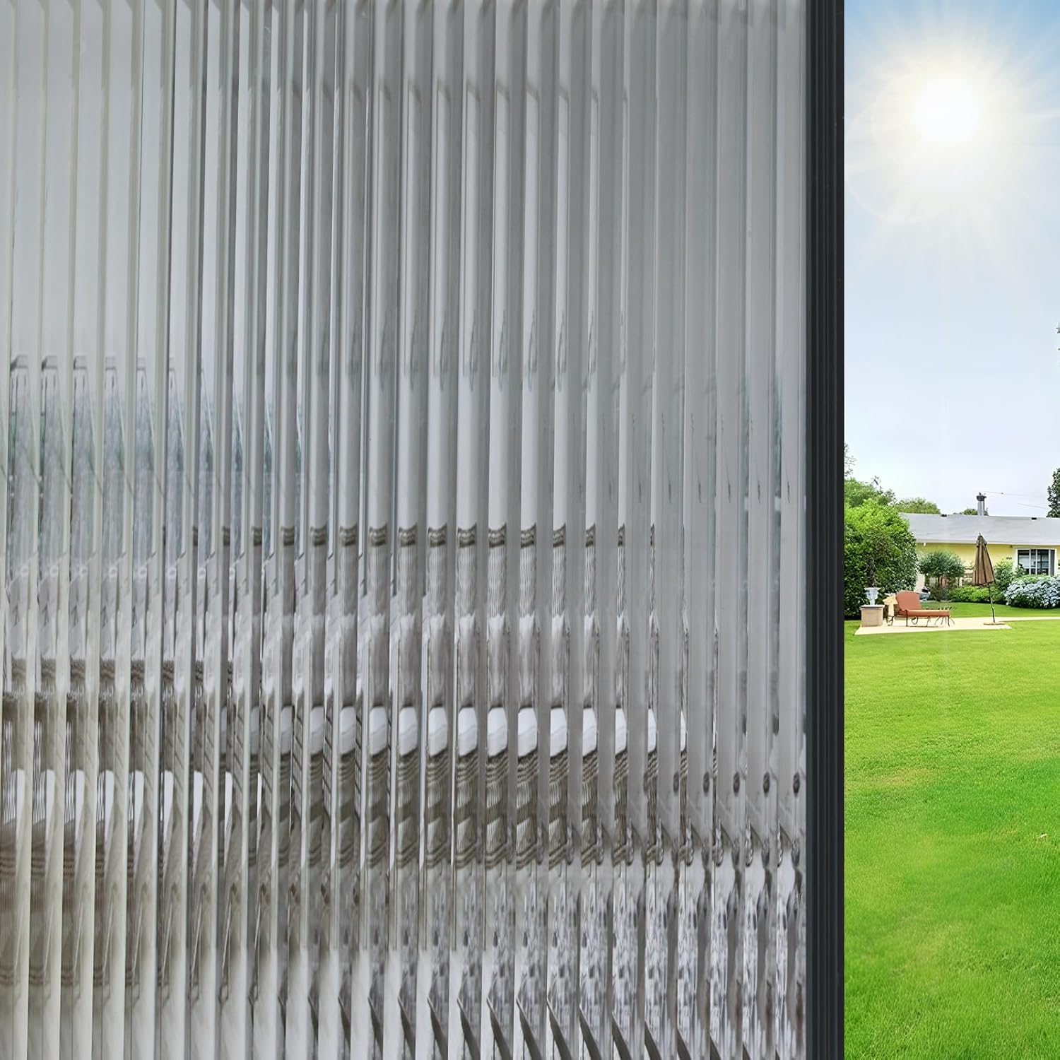 Window Privacy Film for Frosted Reeded Glass Effect and UV Block
