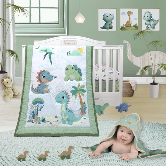 Dinosaur Crib Bedding Set for Boys or Girls - 4 Piece Set