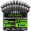 Cat 6 Ethernet Cable Pack - 24-Pack 1 ft Patch Cables - Reliable