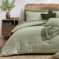 Twin XL Comforter Set Seersucker Sage Green - Soft All Seasons