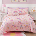 Glow in the Dark Kids Comforter Set Full Size - Pink Rainbow Glow