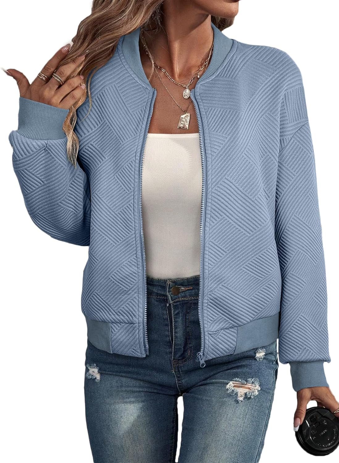 EVALESS Womens Bomber Jacket Coat for Stylish Fall Fashion