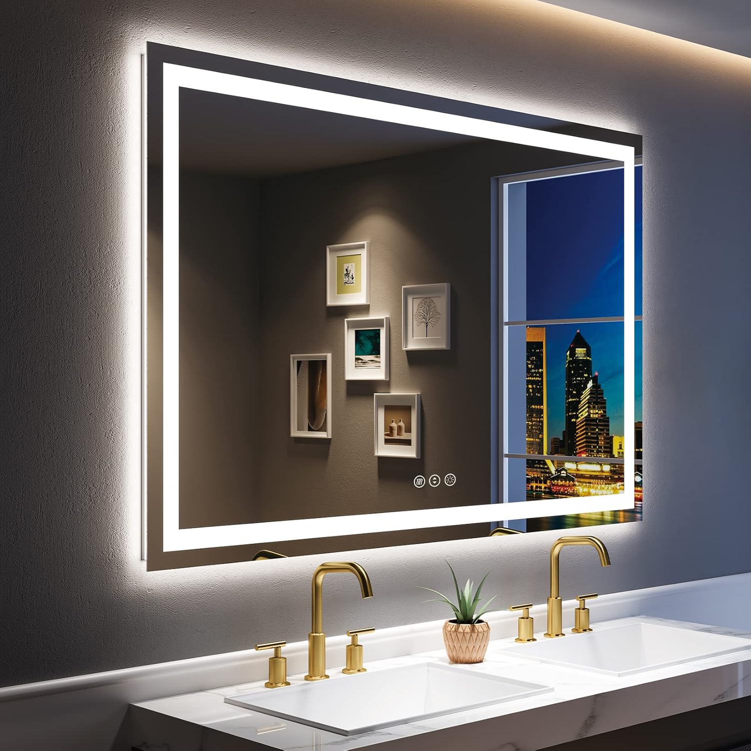 60x40 Inch LED Bathroom Mirror with Lights for Modern Spaces