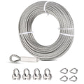 1/4 Stainless Steel Cable 100ft Wire Rope Kit - 6400lb Breaking