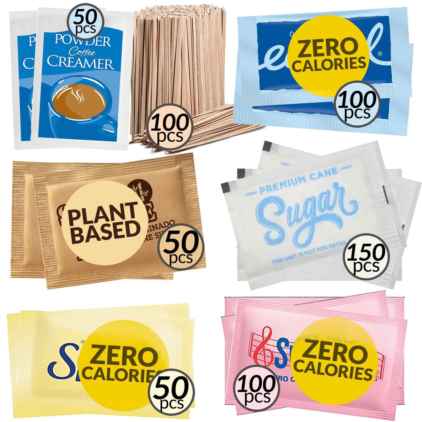 Assorted Sugar Variety Pack & Creamer Packets for Coffee Lovers