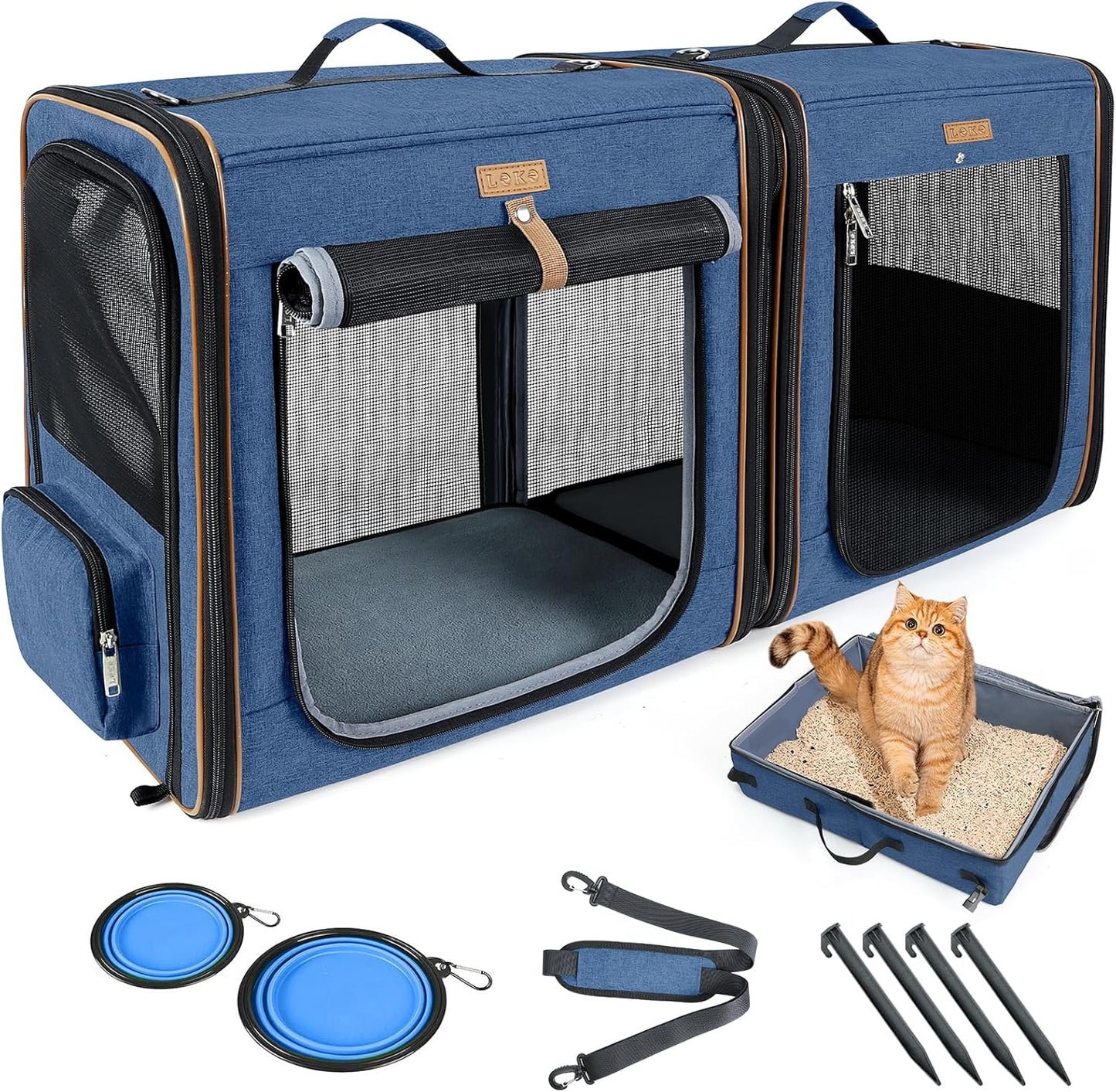 Lekereise 2-in-1 Cat Travel Carrier with Litter Box for Pets