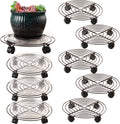 8 Packs Large Metal Plant Caddy with Wheels 13in - Heavy-Duty Plant