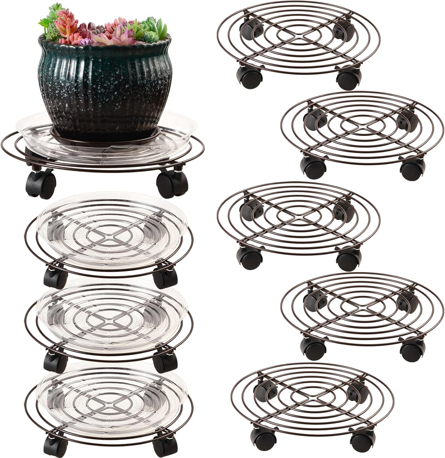 Large Metal Plant Caddy with Wheels for Easy Plant Movement