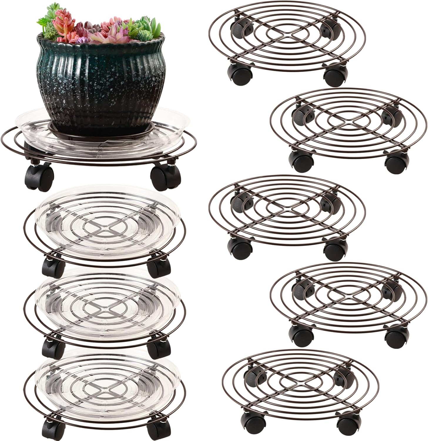 Large Metal Plant Caddy with Wheels for Easy Plant Movement
