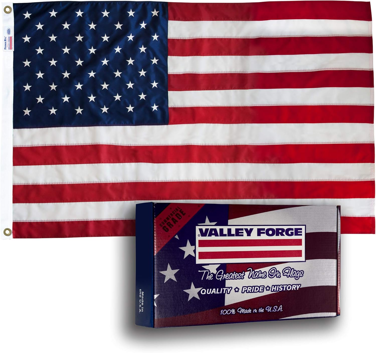 PERMA-NYL 2.5ft x 4ft American Flag with Grommets for Display