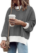 Oversized Colorblock Batwing Sweater - Soft Warm Knit Pullover