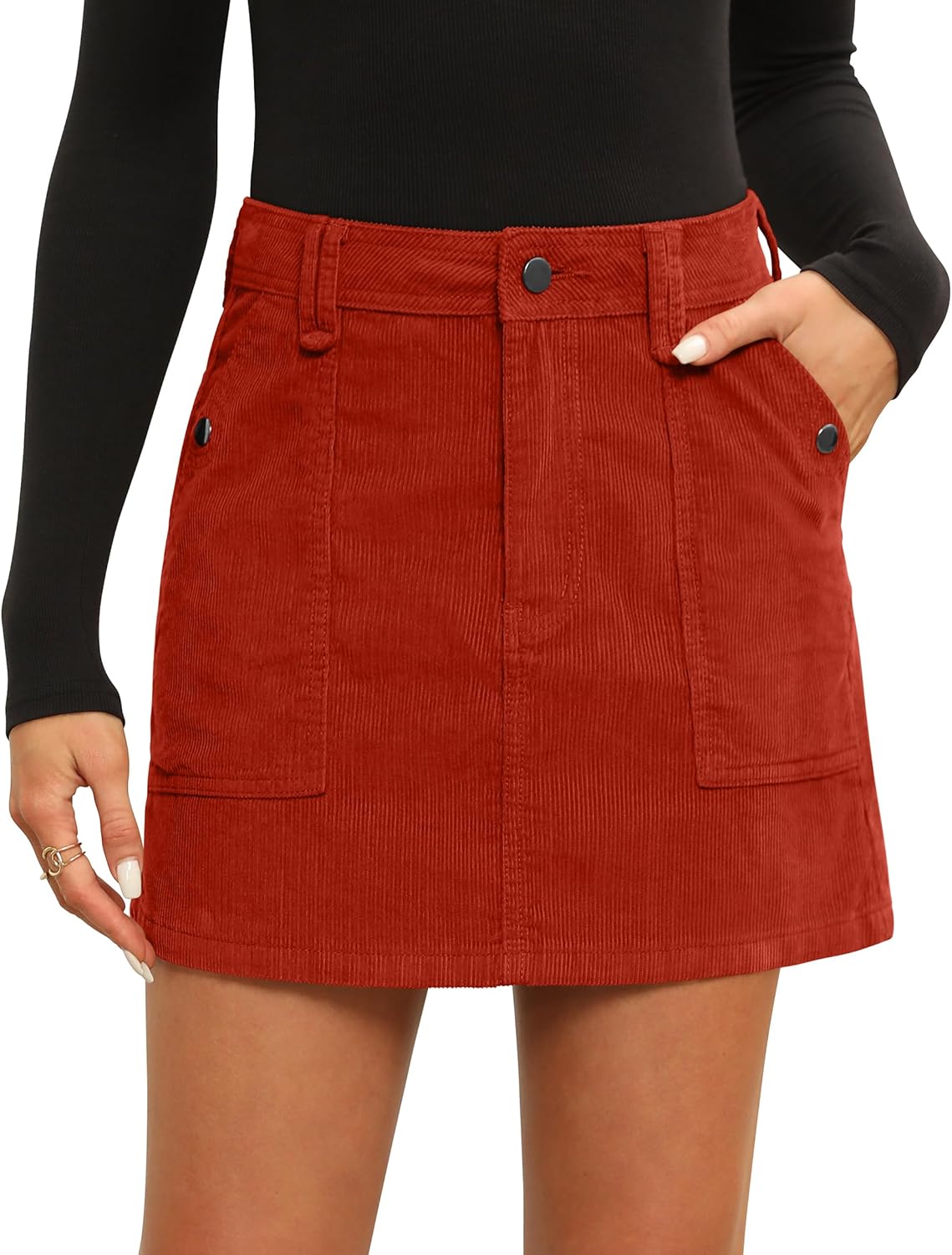 Fengbay Corduroy Skirt for Women: Casual High Waist A-Line Mini