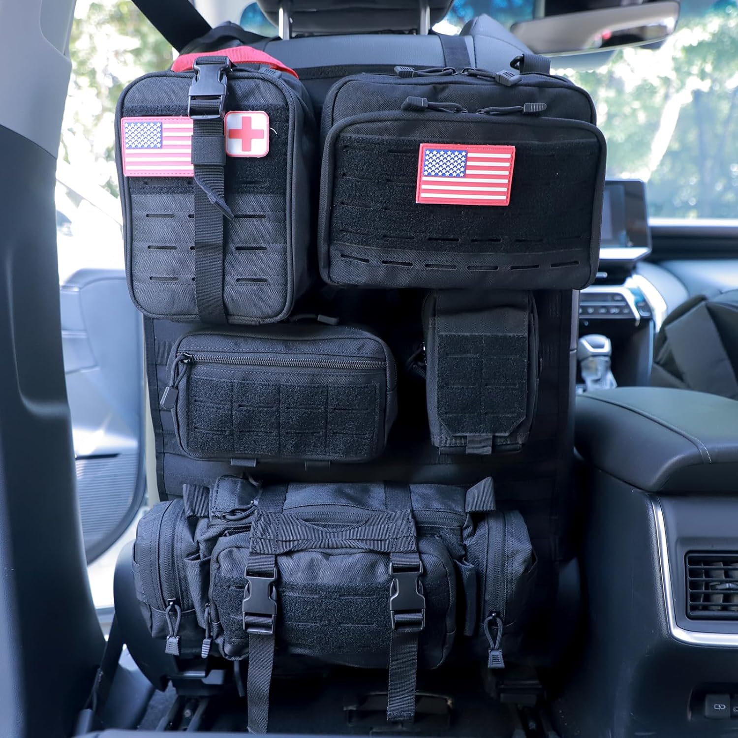 Universal Tactical Seat Back Organizer with Molle Pouches for Vehicles