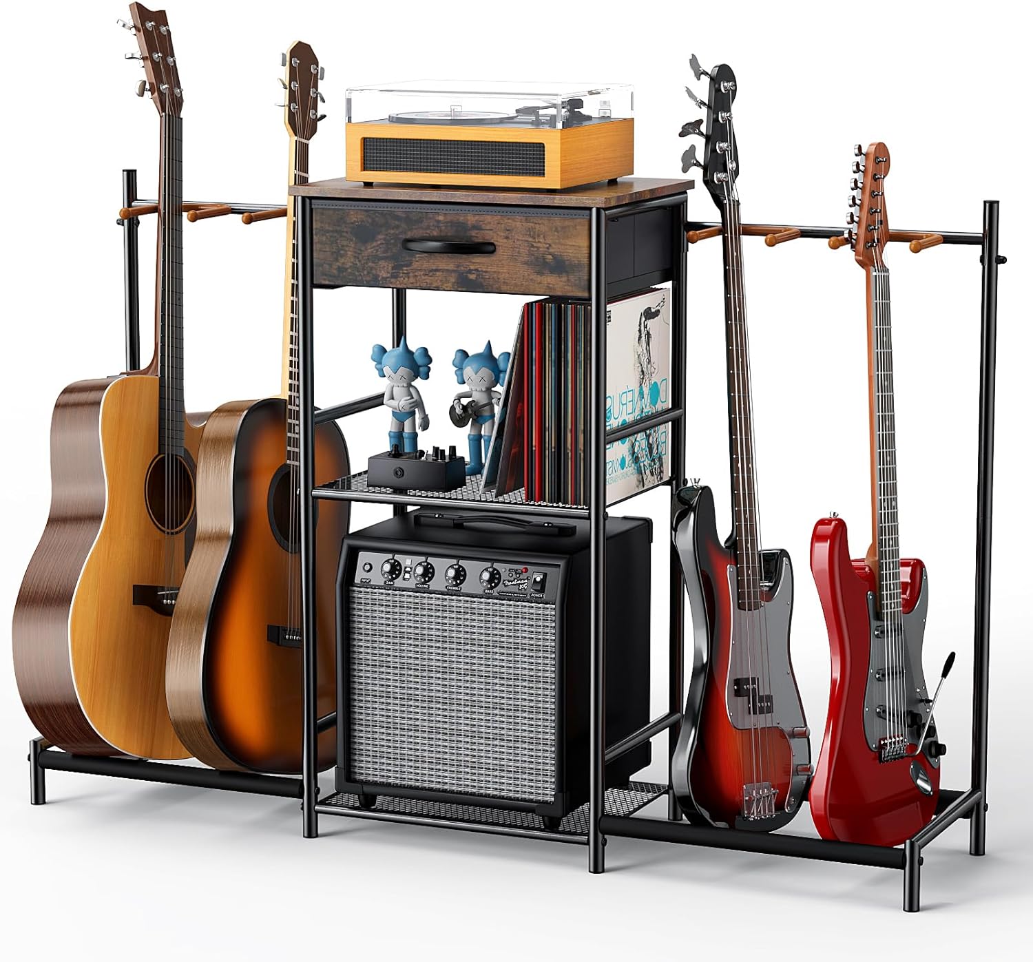 4-Guitar Floor Stand with Amp Drawer - Elerator