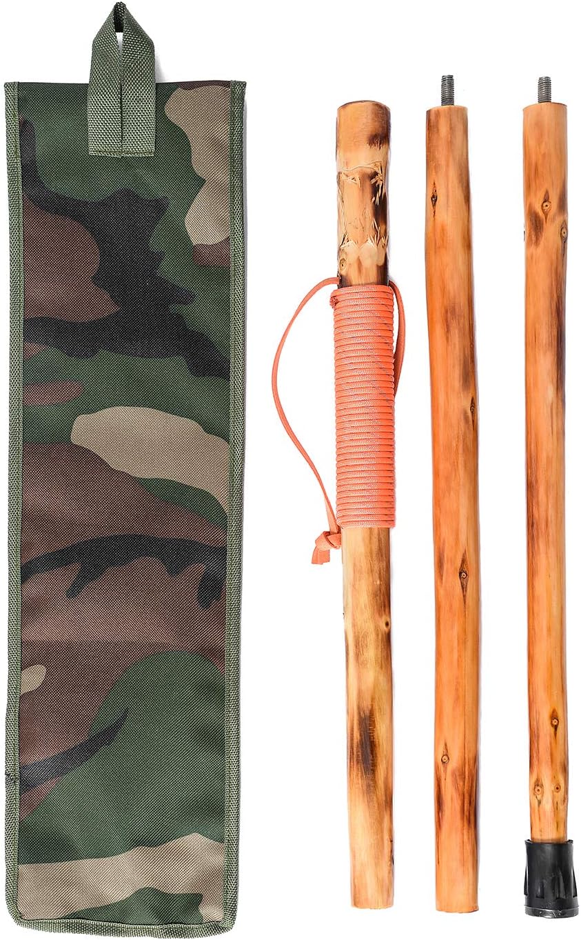 Forest Pilot 3pc Detachable Walking Stick 55 - Animal Carving - Soft Hand Strap - Compass